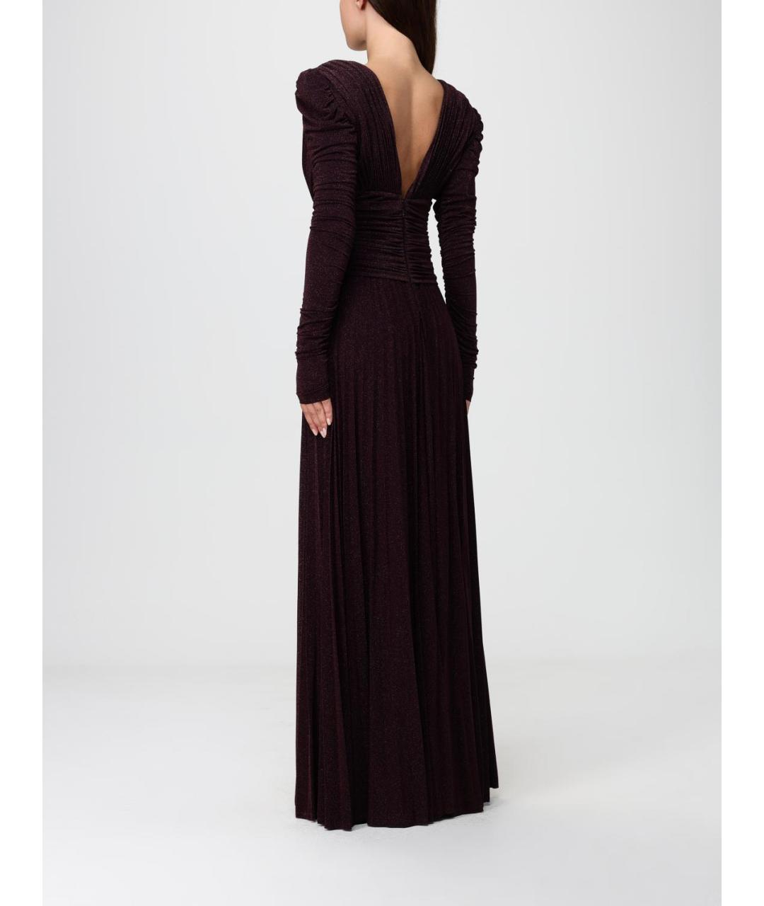 ELISABETTA FRANCHI Бордовое вискозное вечернее платье, фото 2