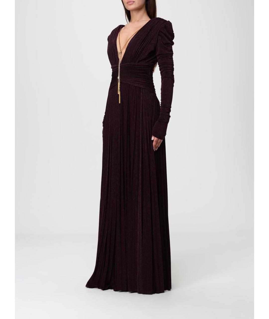 ELISABETTA FRANCHI Бордовое вискозное вечернее платье, фото 3