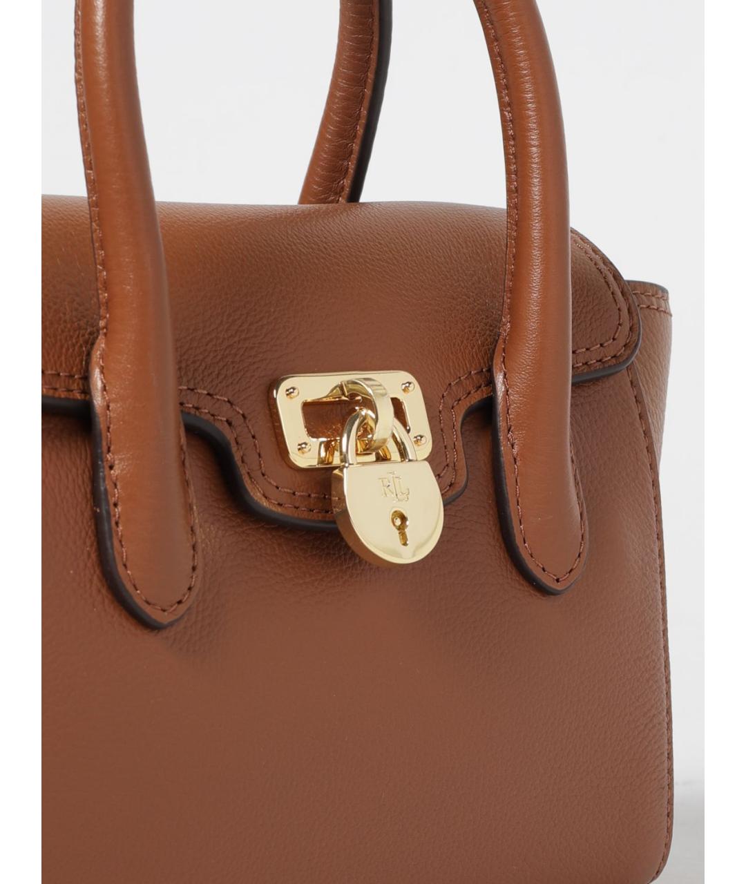 RALPH LAUREN Коричневая кожаная сумка тоут, фото 3