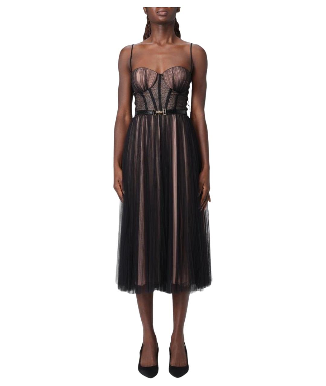 ELISABETTA FRANCHI Черное полиамидовое вечернее платье, фото 1
