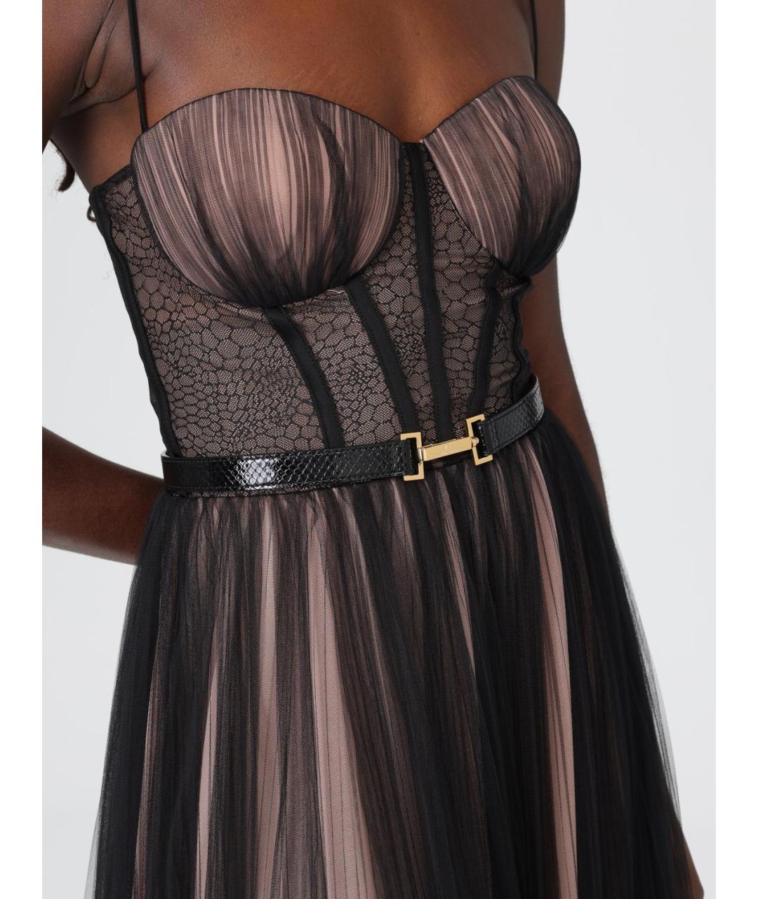 ELISABETTA FRANCHI Черное полиамидовое вечернее платье, фото 3