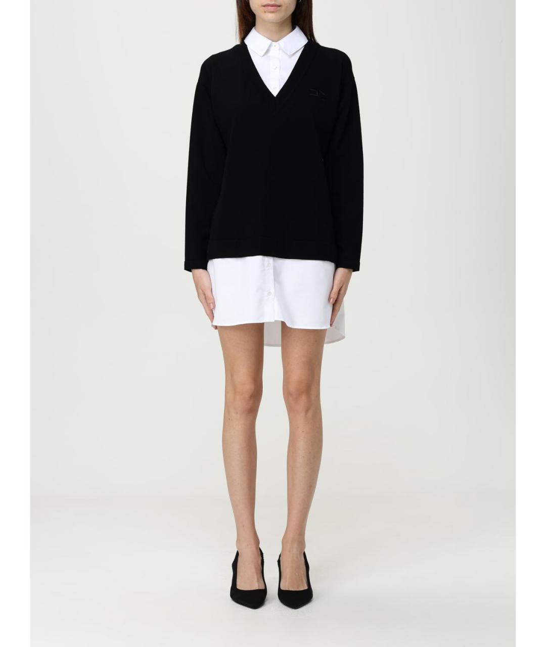 ELISABETTA FRANCHI Черное вискозное повседневное платье, фото 4