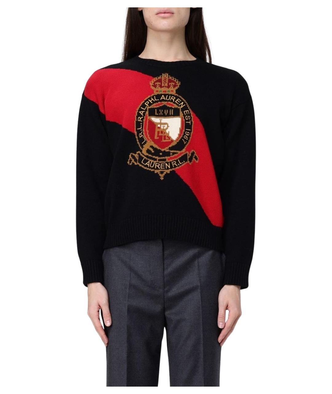 RALPH LAUREN Черный хлопковый джемпер / свитер, фото 1