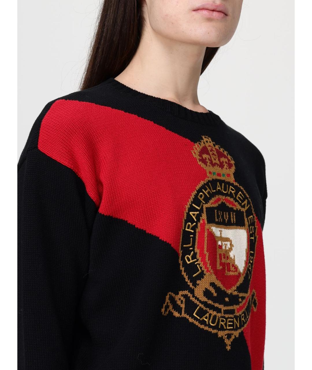 RALPH LAUREN Черный хлопковый джемпер / свитер, фото 3