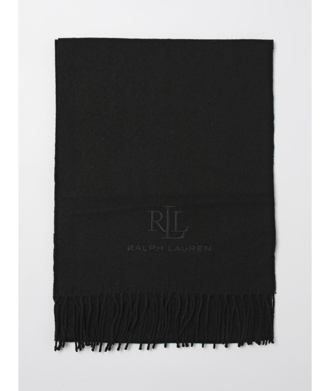 RALPH LAUREN Черный шерстяной шарф, фото 4