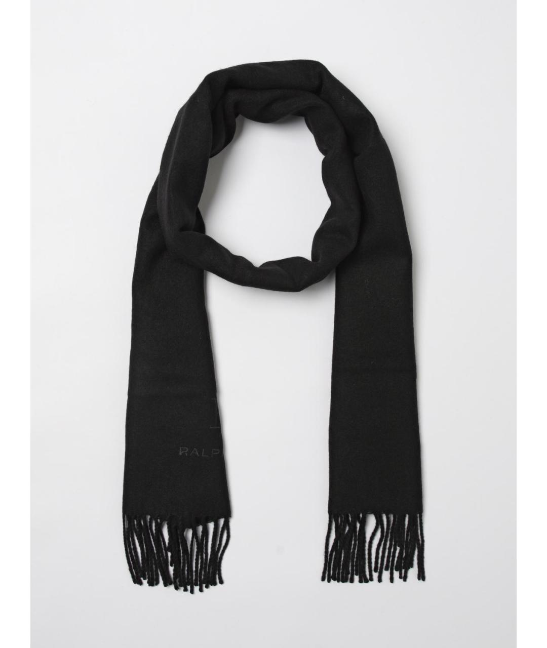 RALPH LAUREN Черный шерстяной шарф, фото 2