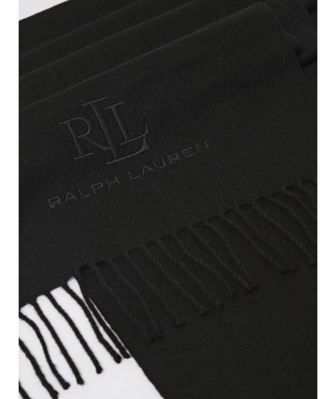 RALPH LAUREN Черный шерстяной шарф, фото 3