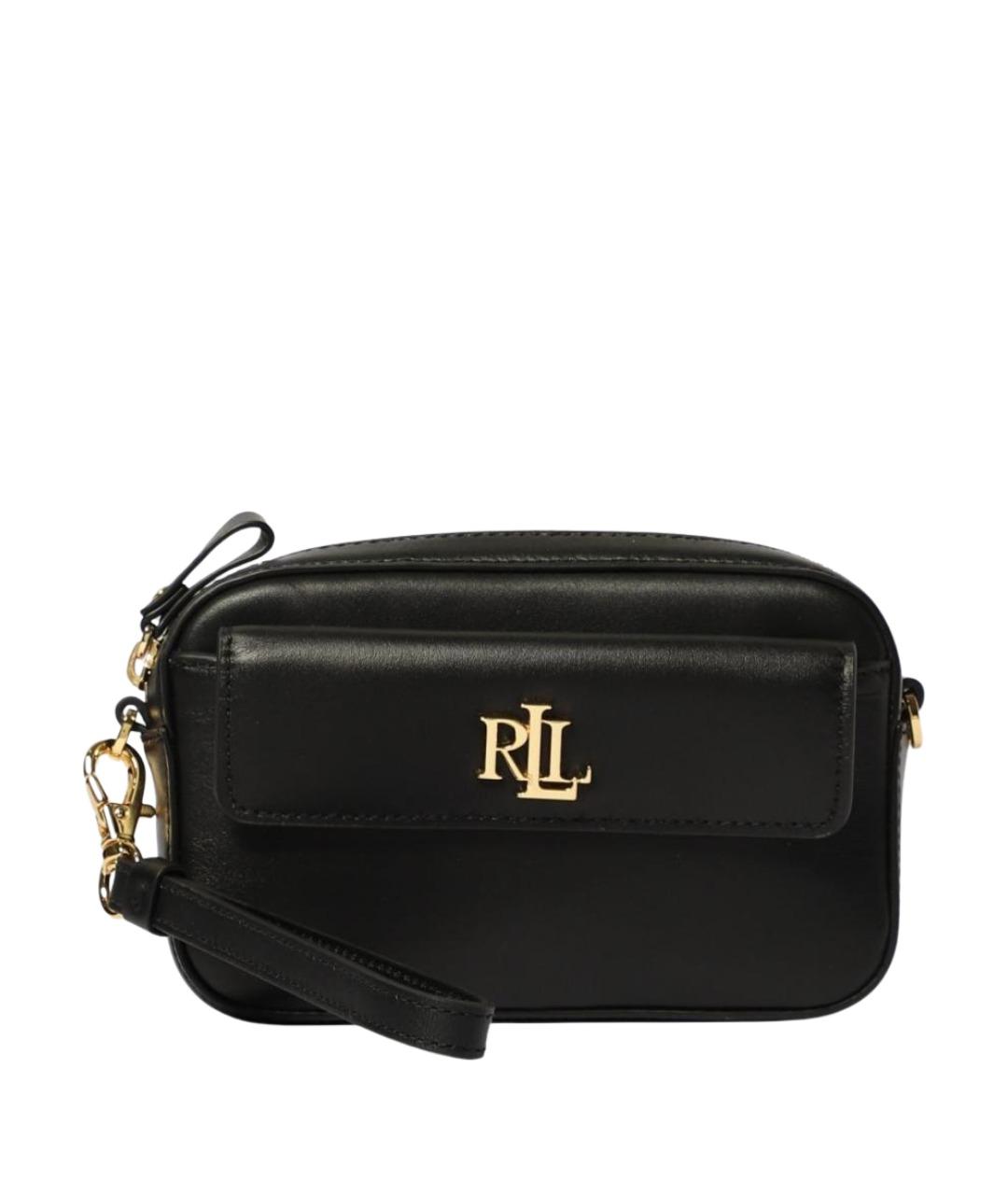 RALPH LAUREN Черная кожаная сумка через плечо, фото 1