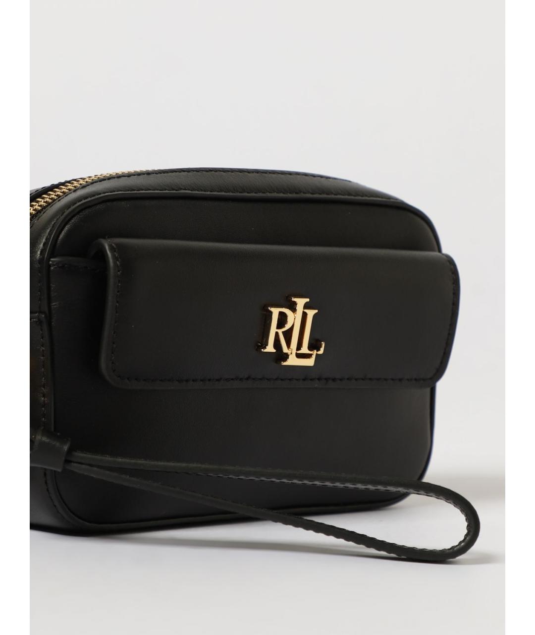 RALPH LAUREN Черная кожаная сумка через плечо, фото 3