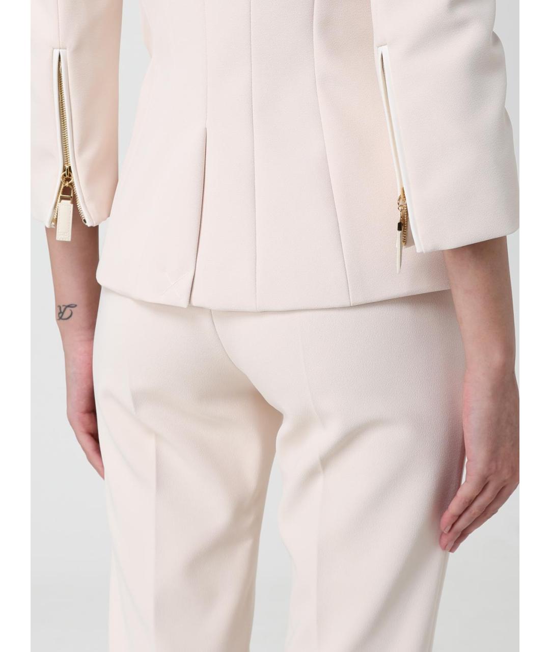 ELISABETTA FRANCHI Бежевый полиэстеровый жакет/пиджак, фото 5