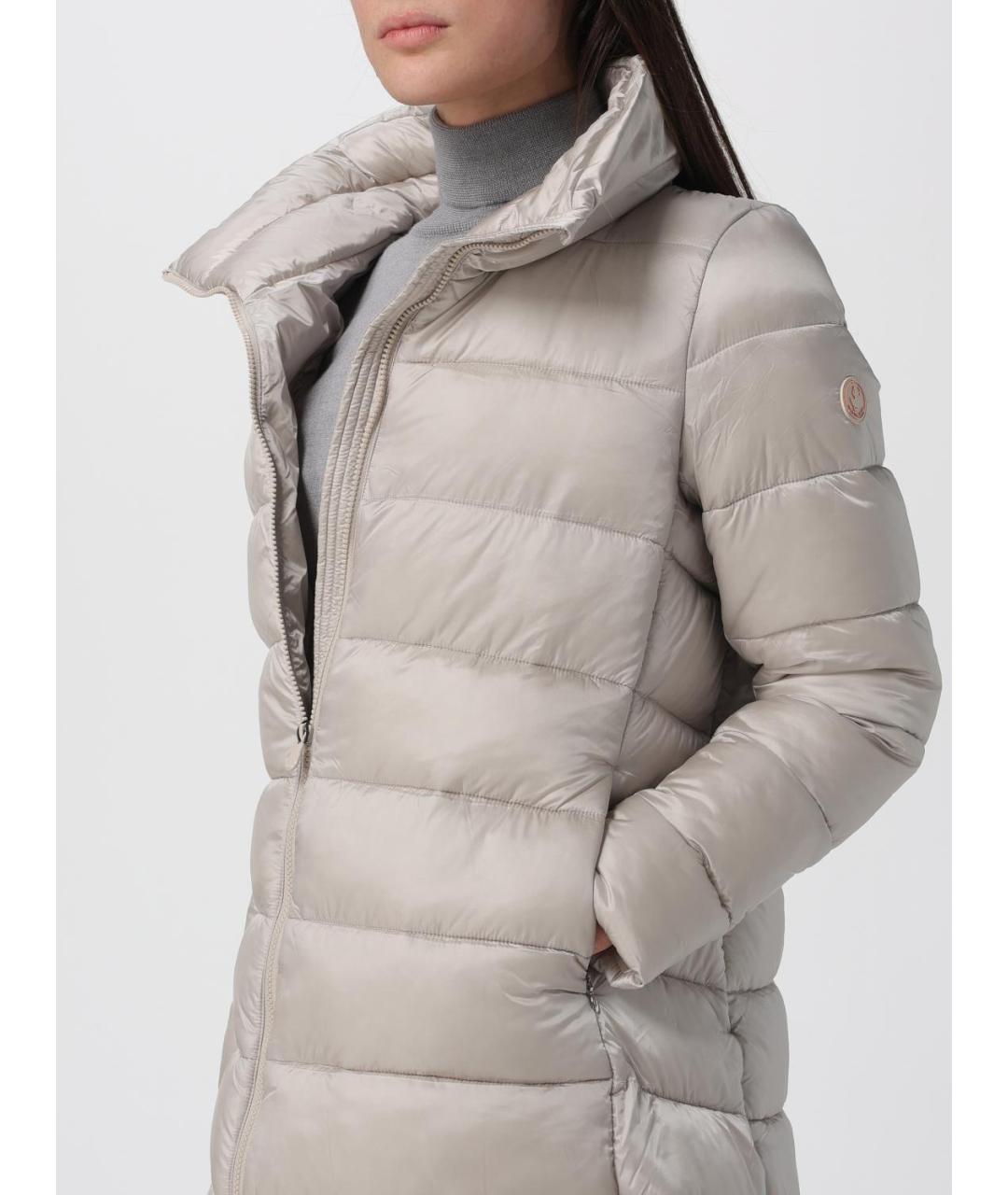 SAVE THE DUCK Бежевый полиамидовый пуховик, фото 4