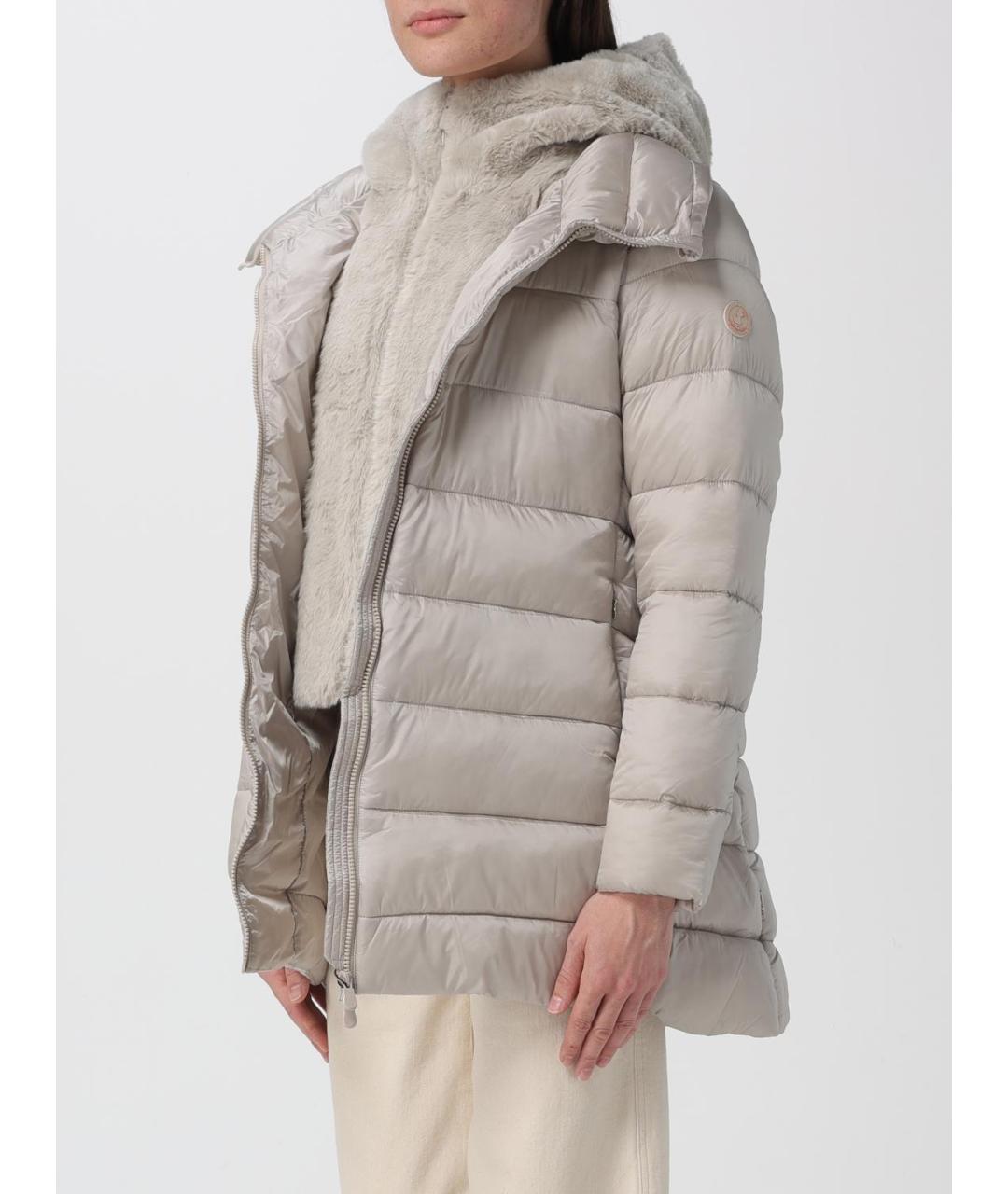 SAVE THE DUCK Бежевый полиамидовый пуховик, фото 3