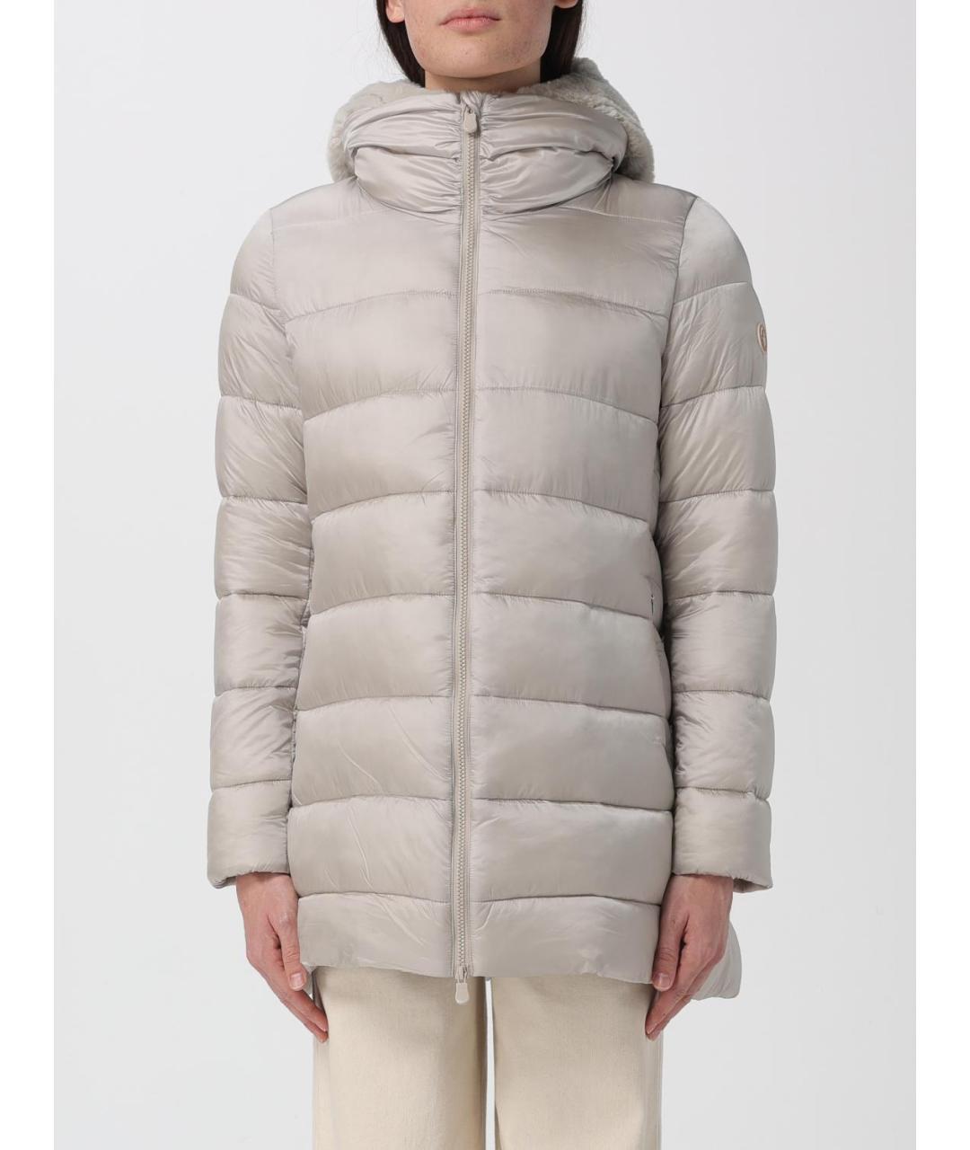 SAVE THE DUCK Бежевый полиамидовый пуховик, фото 5