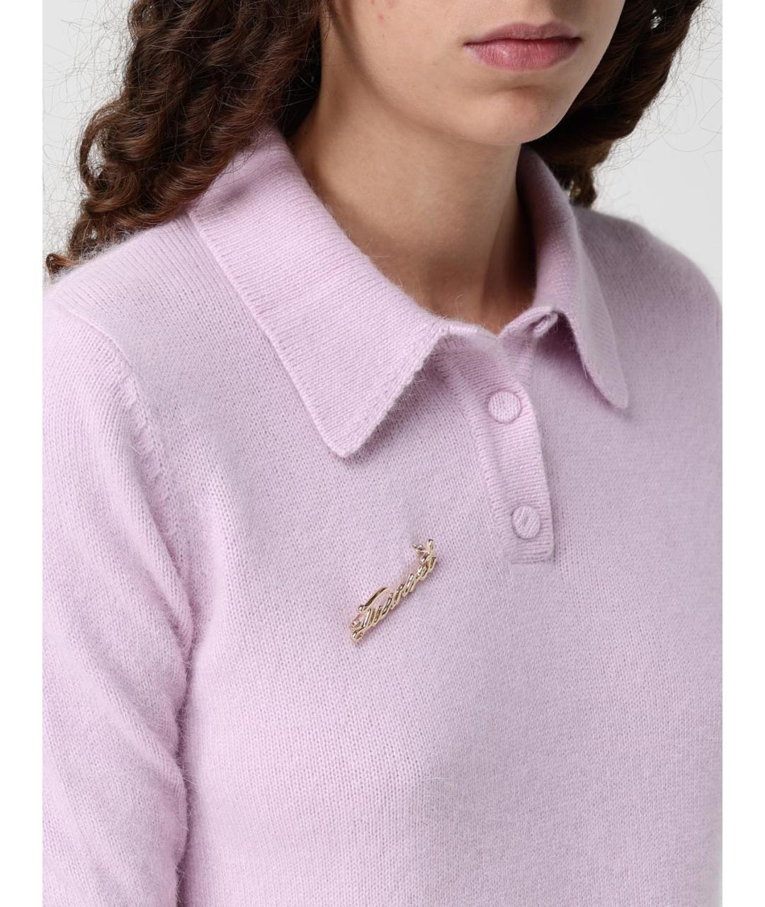 TWIN-SET Фиолетовая полиэстеровая футболка, фото 3