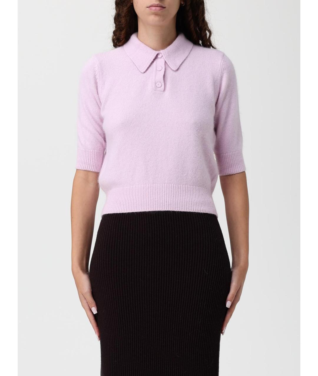 TWIN-SET Фиолетовая полиэстеровая футболка, фото 4