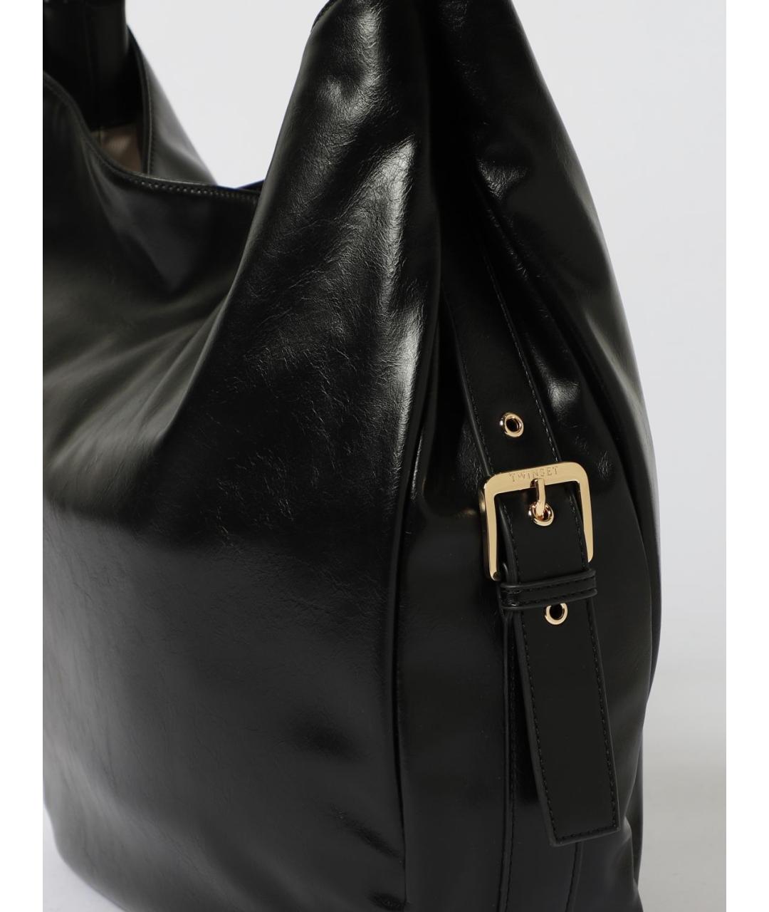 TWIN-SET Черная сумка тоут из искусственной кожи, фото 3