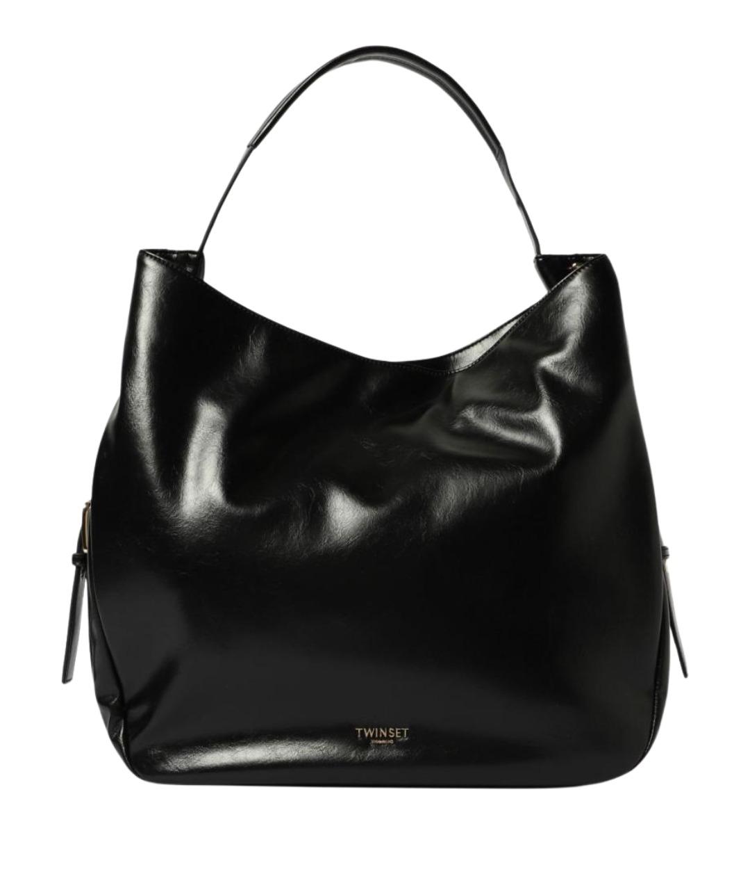 TWIN-SET Черная сумка тоут из искусственной кожи, фото 1