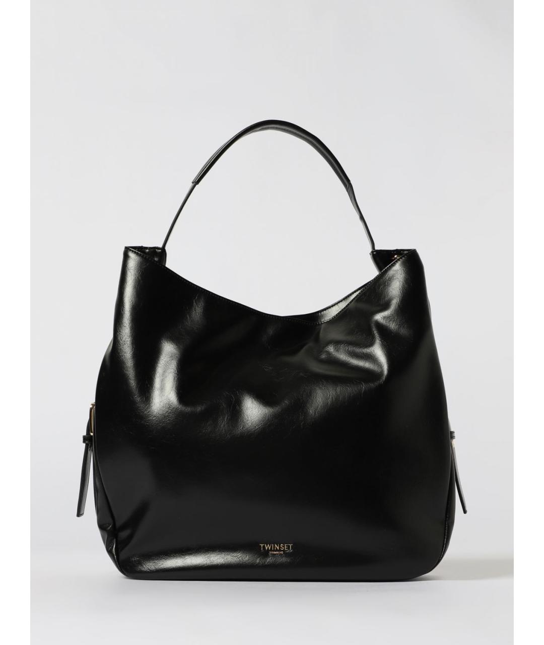 TWIN-SET Черная сумка тоут из искусственной кожи, фото 4