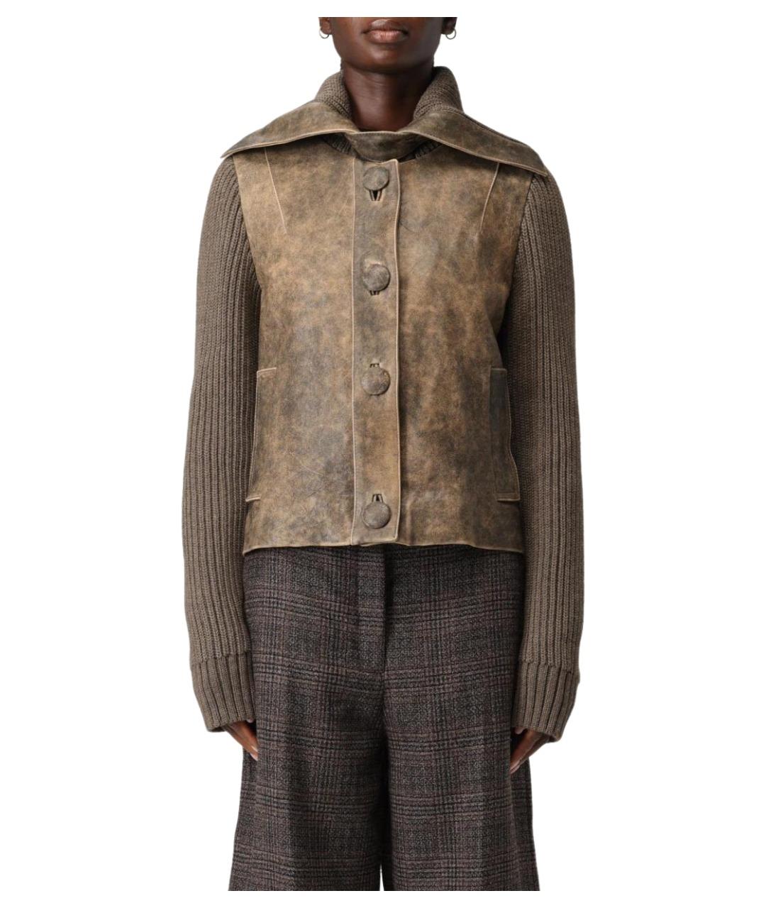 ANTONIO MARRAS Коричневая кожаная куртка, фото 1