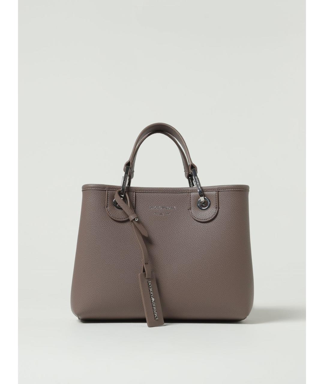 EMPORIO ARMANI Серая сумка тоут из искусственной кожи, фото 4