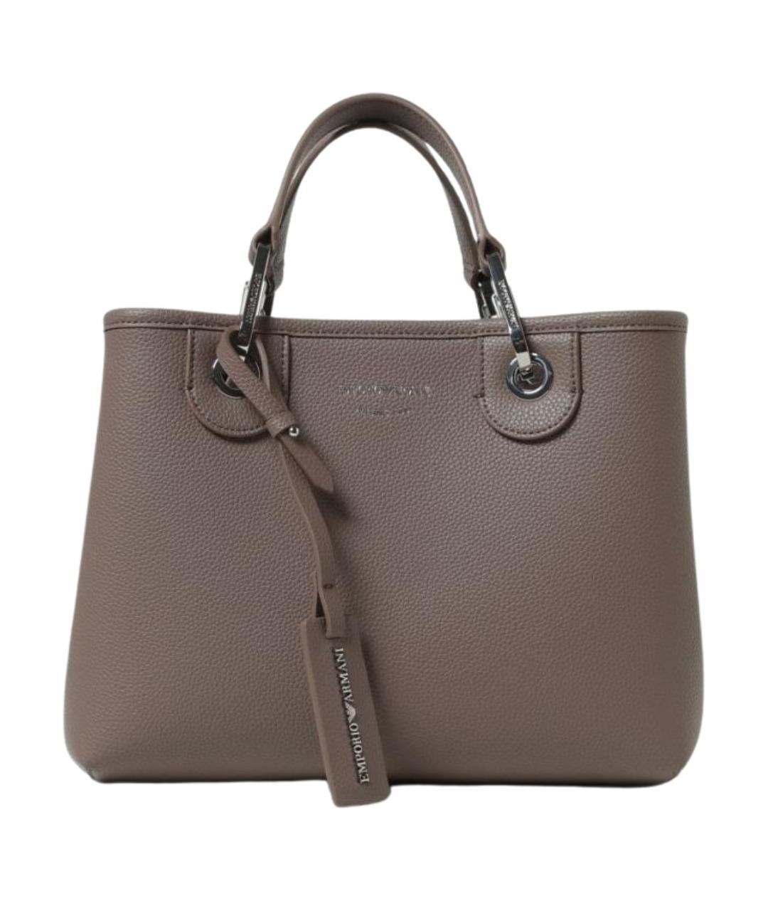 EMPORIO ARMANI Серая сумка тоут из искусственной кожи, фото 1