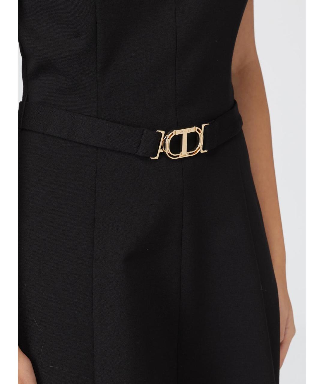 TWIN-SET Черное вискозное повседневное платье, фото 3