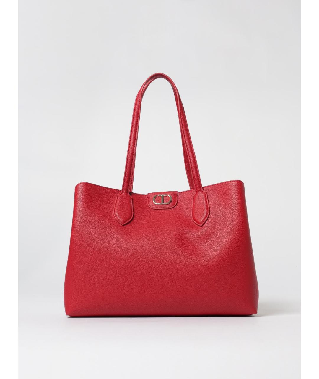TWIN-SET Красная сумка тоут из искусственной кожи, фото 4