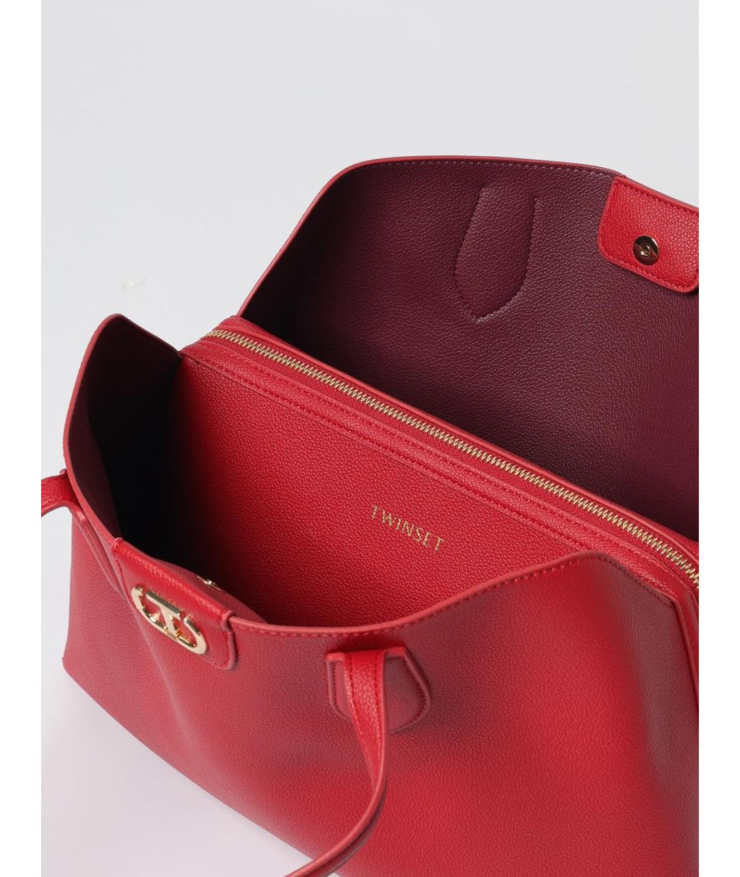 TWIN-SET Красная сумка тоут из искусственной кожи, фото 3