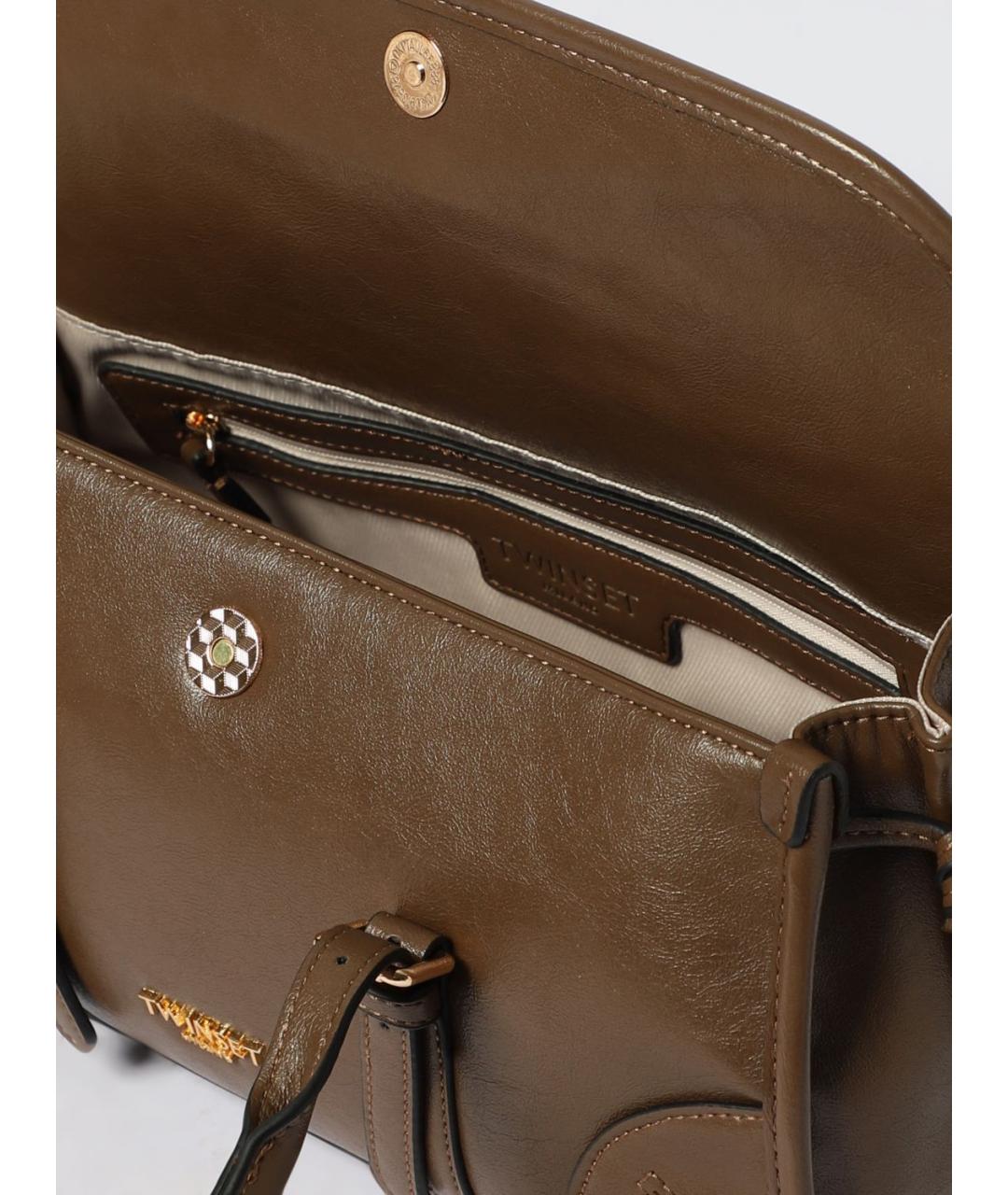 TWIN-SET Коричневая сумка через плечо из искусственной кожи, фото 3