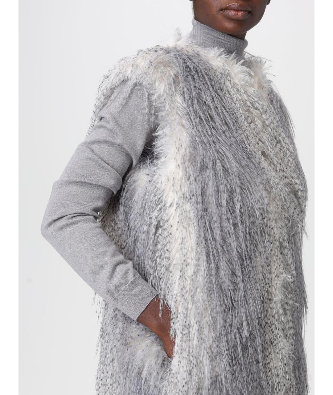 TWIN-SET Серебрянный полиэстеровый жилет, фото 5