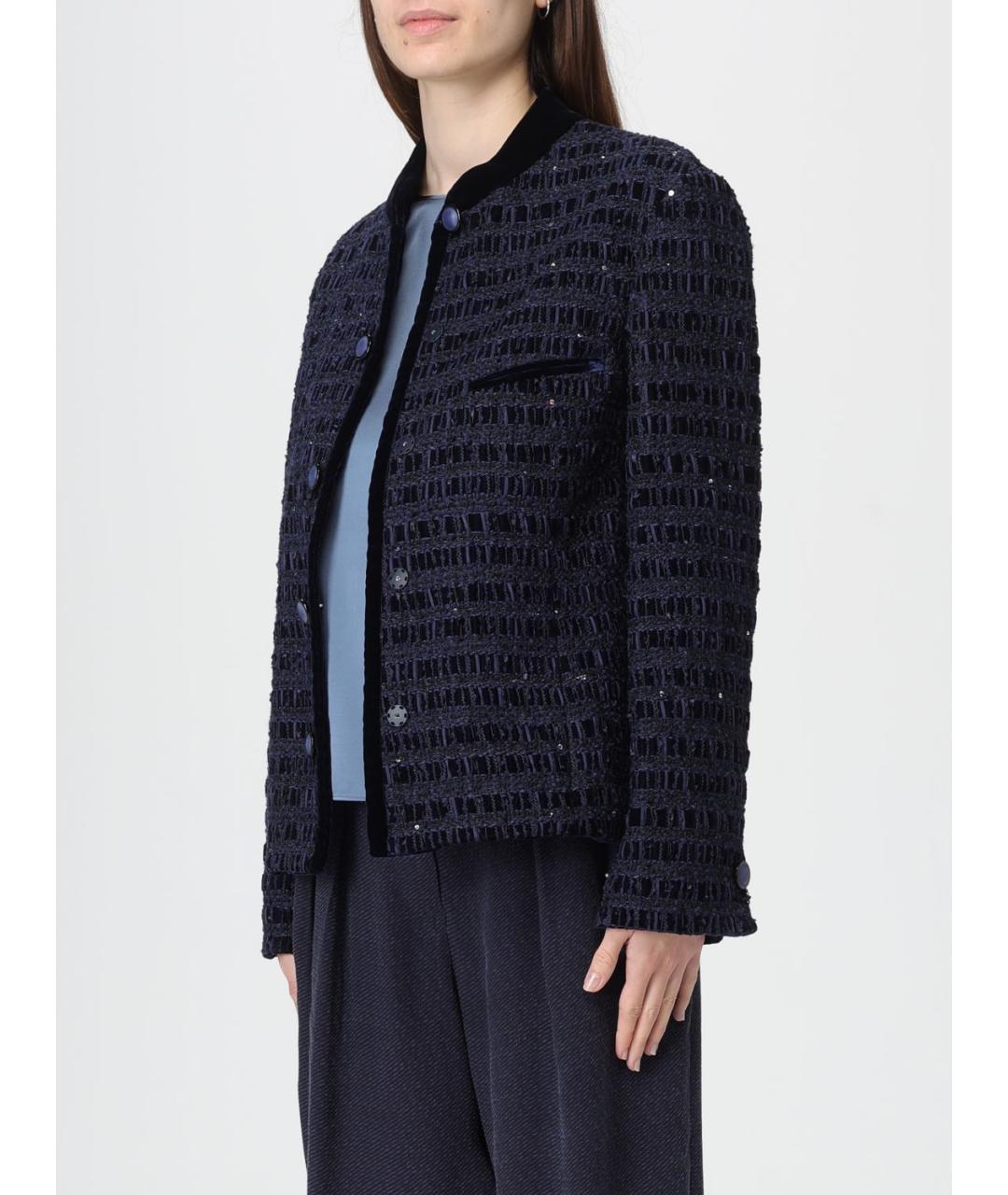 EMPORIO ARMANI Синий полиэстеровый жакет/пиджак, фото 3
