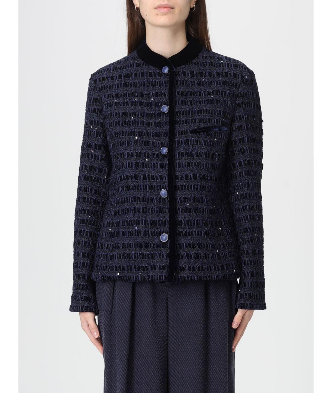 EMPORIO ARMANI Синий полиэстеровый жакет/пиджак, фото 5