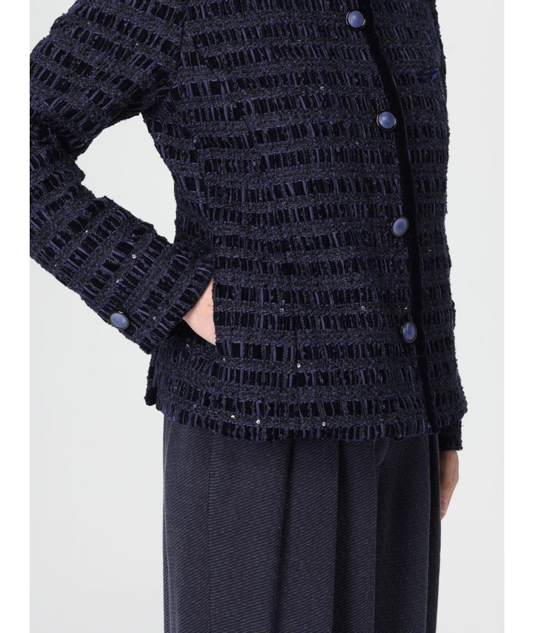 EMPORIO ARMANI Синий полиэстеровый жакет/пиджак, фото 4