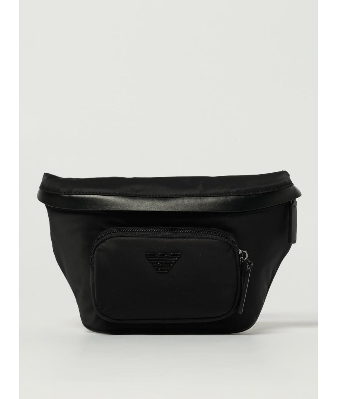 EMPORIO ARMANI Черная синтетическая поясная сумка, фото 4