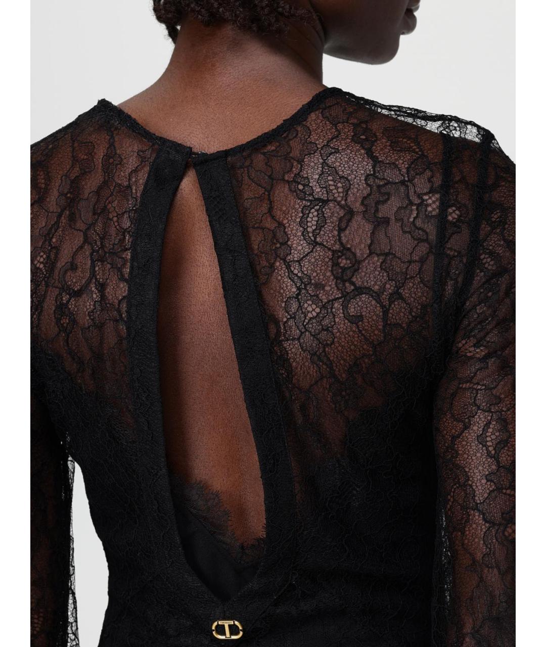 TWIN-SET Черное вискозное вечернее платье, фото 3