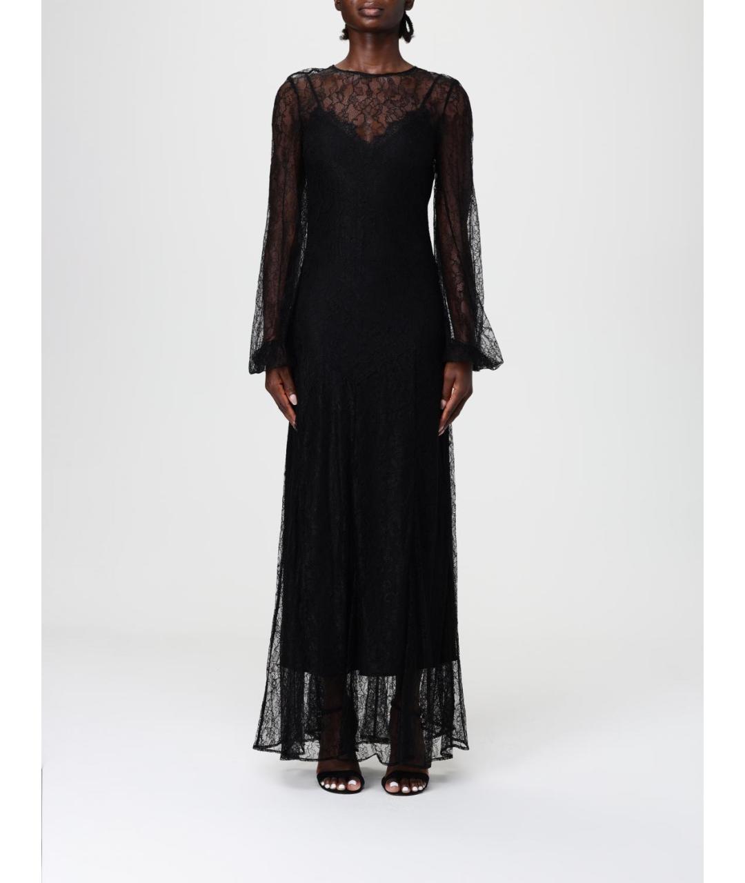 TWIN-SET Черное вискозное вечернее платье, фото 4