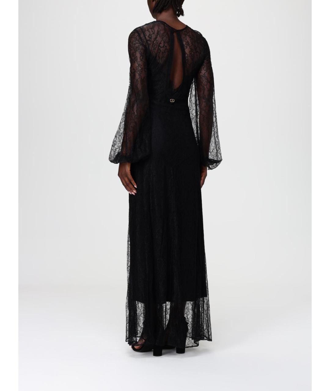 TWIN-SET Черное вискозное вечернее платье, фото 2