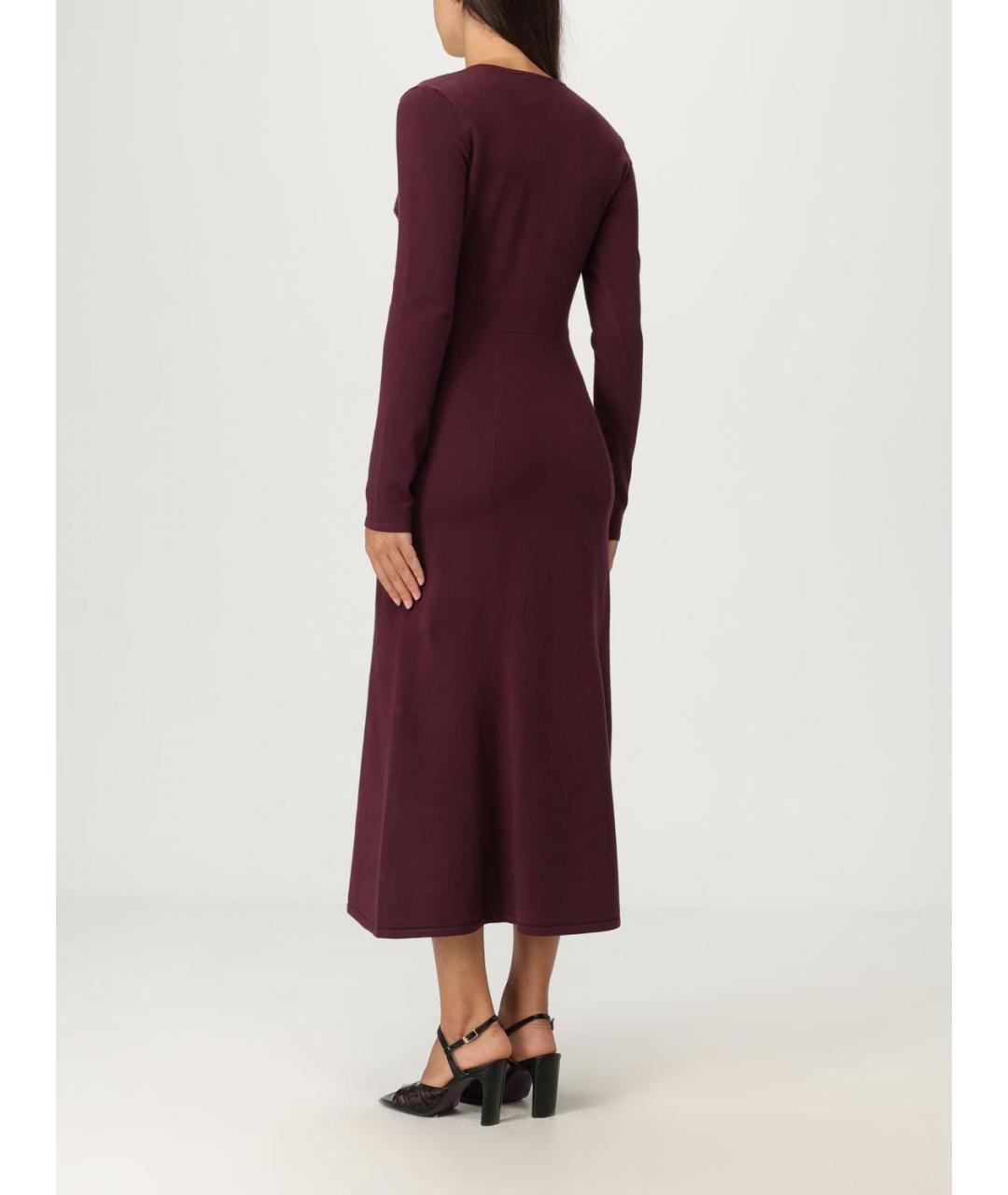 TWIN-SET Бордовое вискозное платье, фото 2