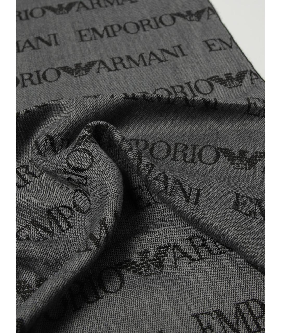 EMPORIO ARMANI Серый шерстяной шарф, фото 3