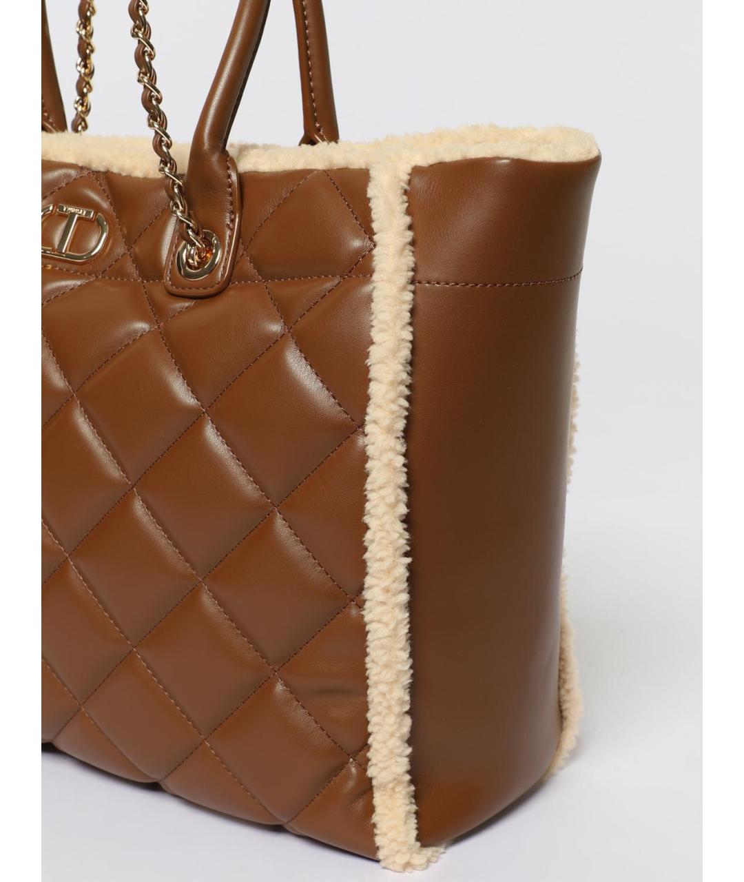 TWIN-SET Коричневая сумка тоут из искусственной кожи, фото 3