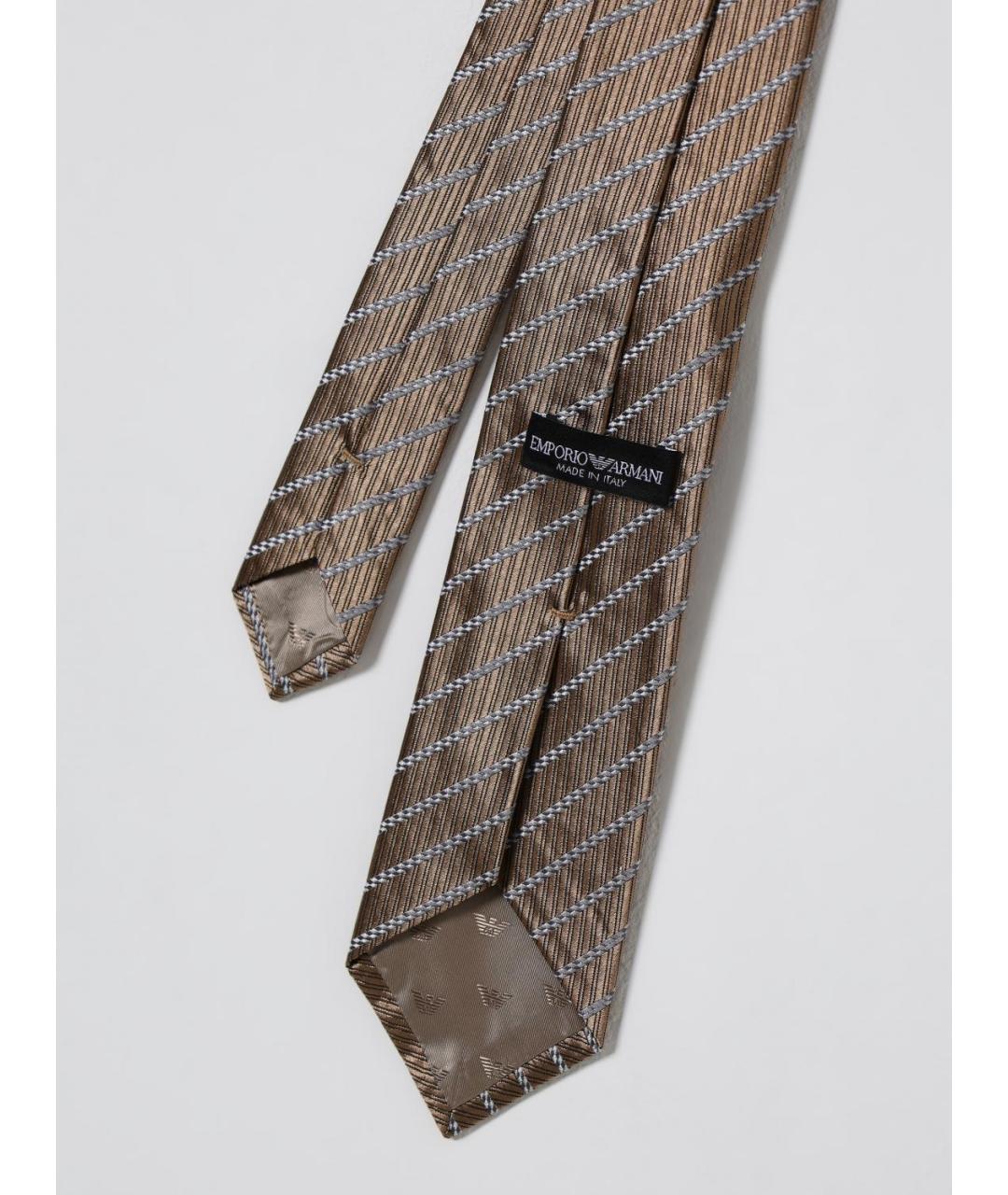 EMPORIO ARMANI Бежевый шелковый галстук, фото 2