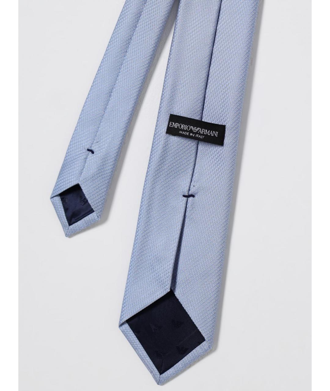 EMPORIO ARMANI Голубой шелковый галстук, фото 2