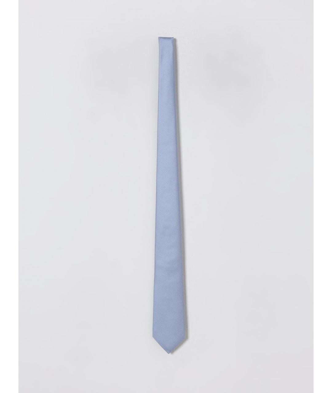 EMPORIO ARMANI Голубой шелковый галстук, фото 3