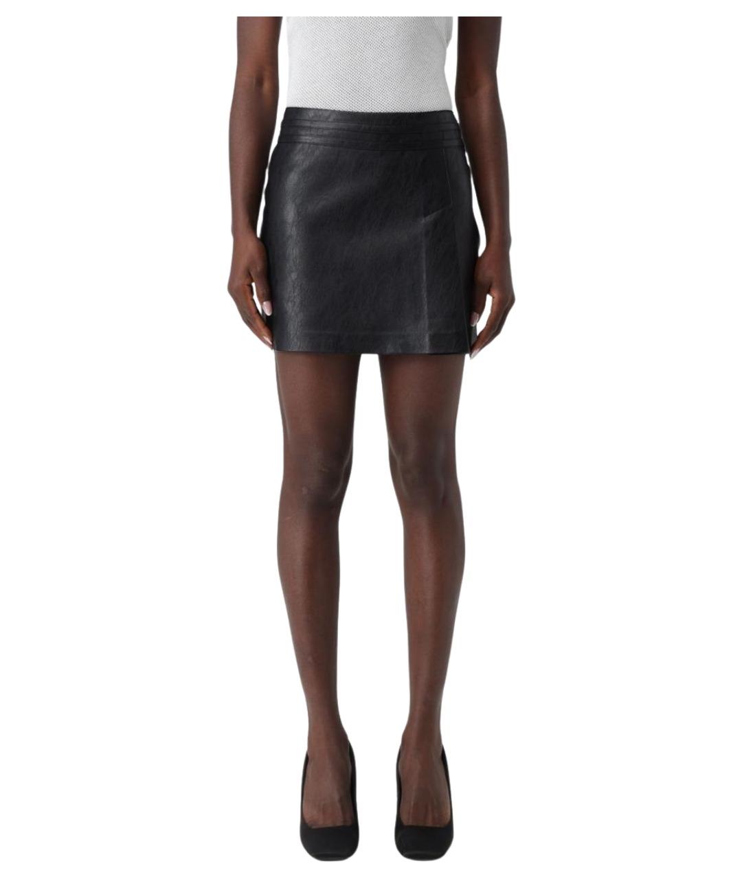 TWIN-SET Черная полиуретановая юбка мини, фото 1