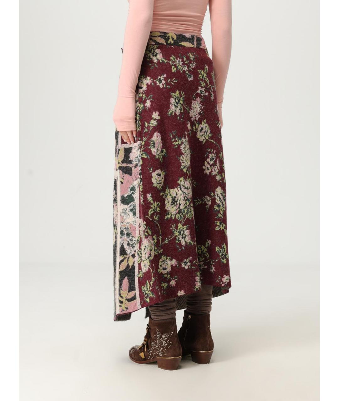 ANTONIO MARRAS Бордовая шерстяная юбка макси, фото 3