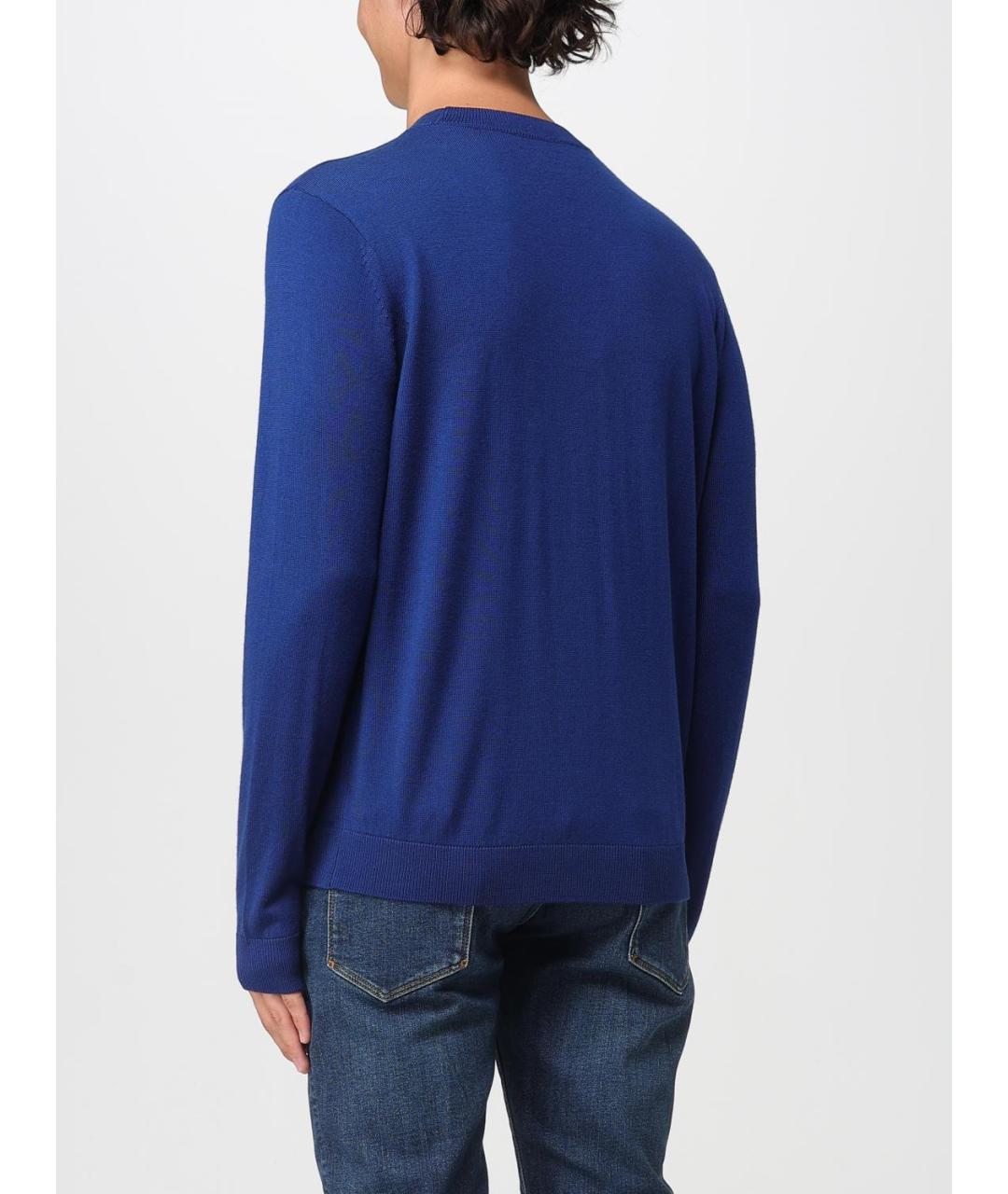 EMPORIO ARMANI Темно-синий шерстяной джемпер / свитер, фото 2