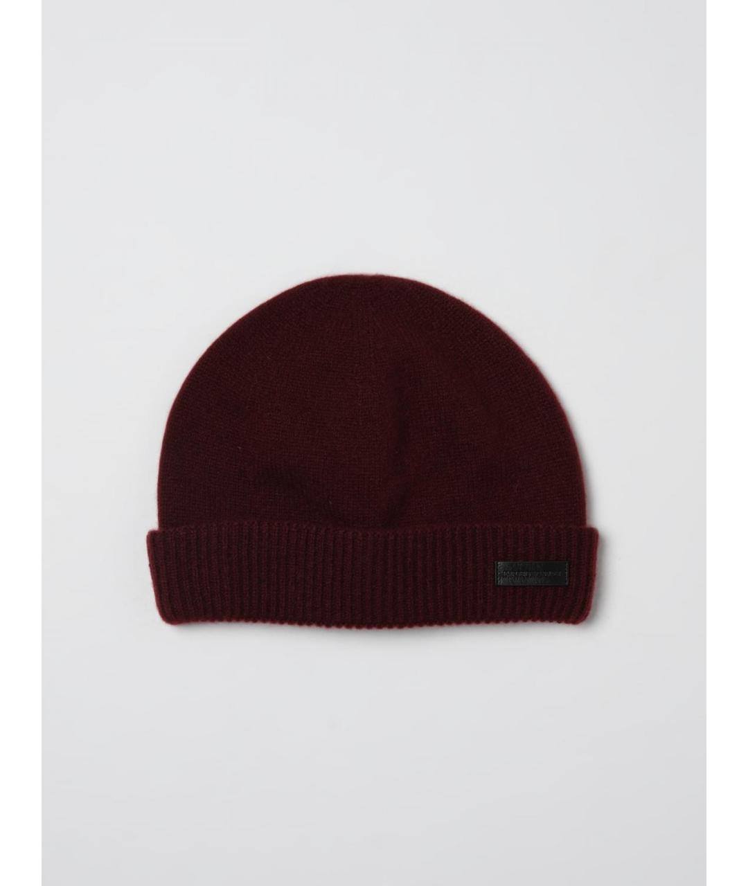 EMPORIO ARMANI Бордовая кашемировая шапка, фото 3