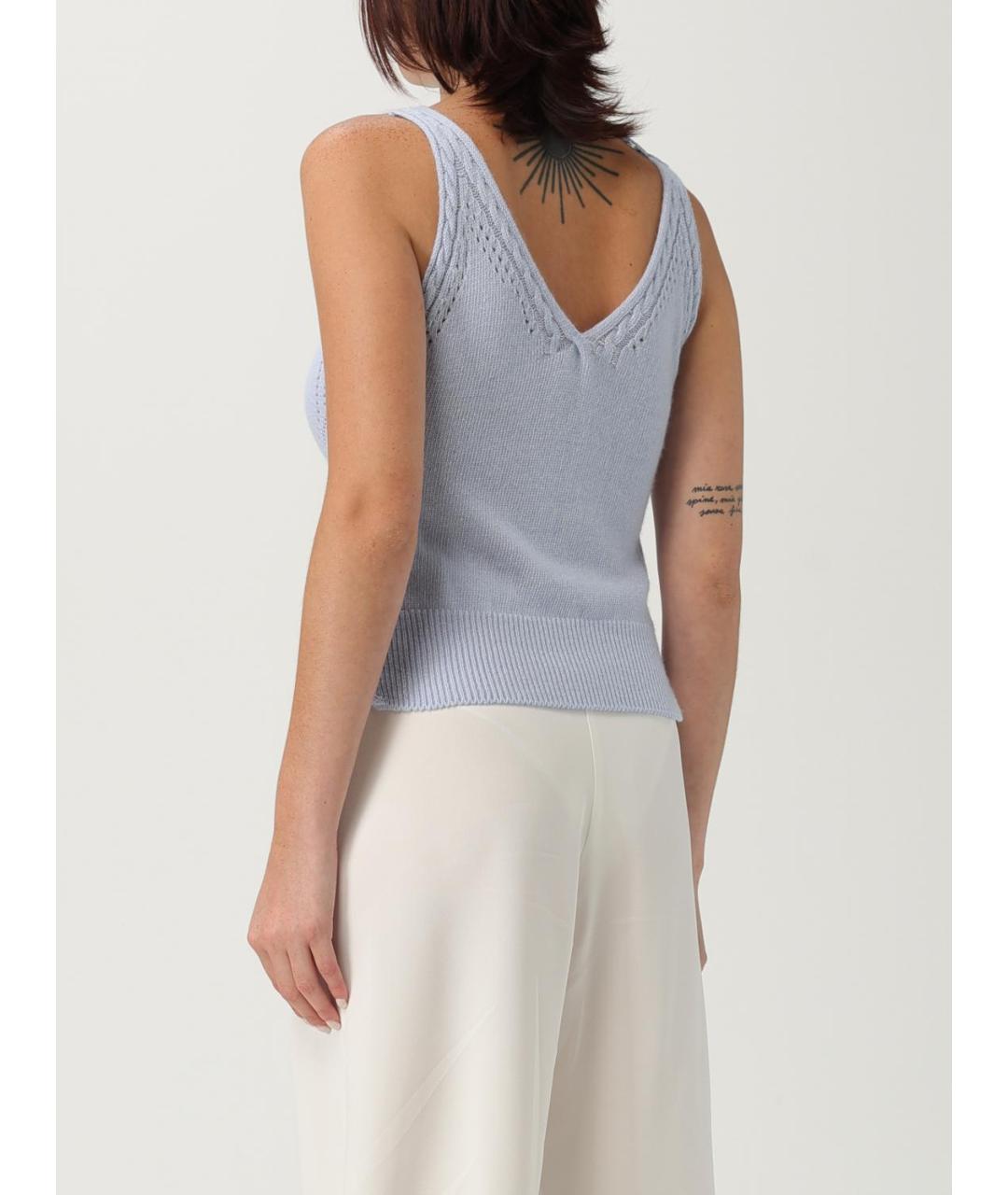 ERMANNO SCERVINO Голубая шерстяная майка, фото 3