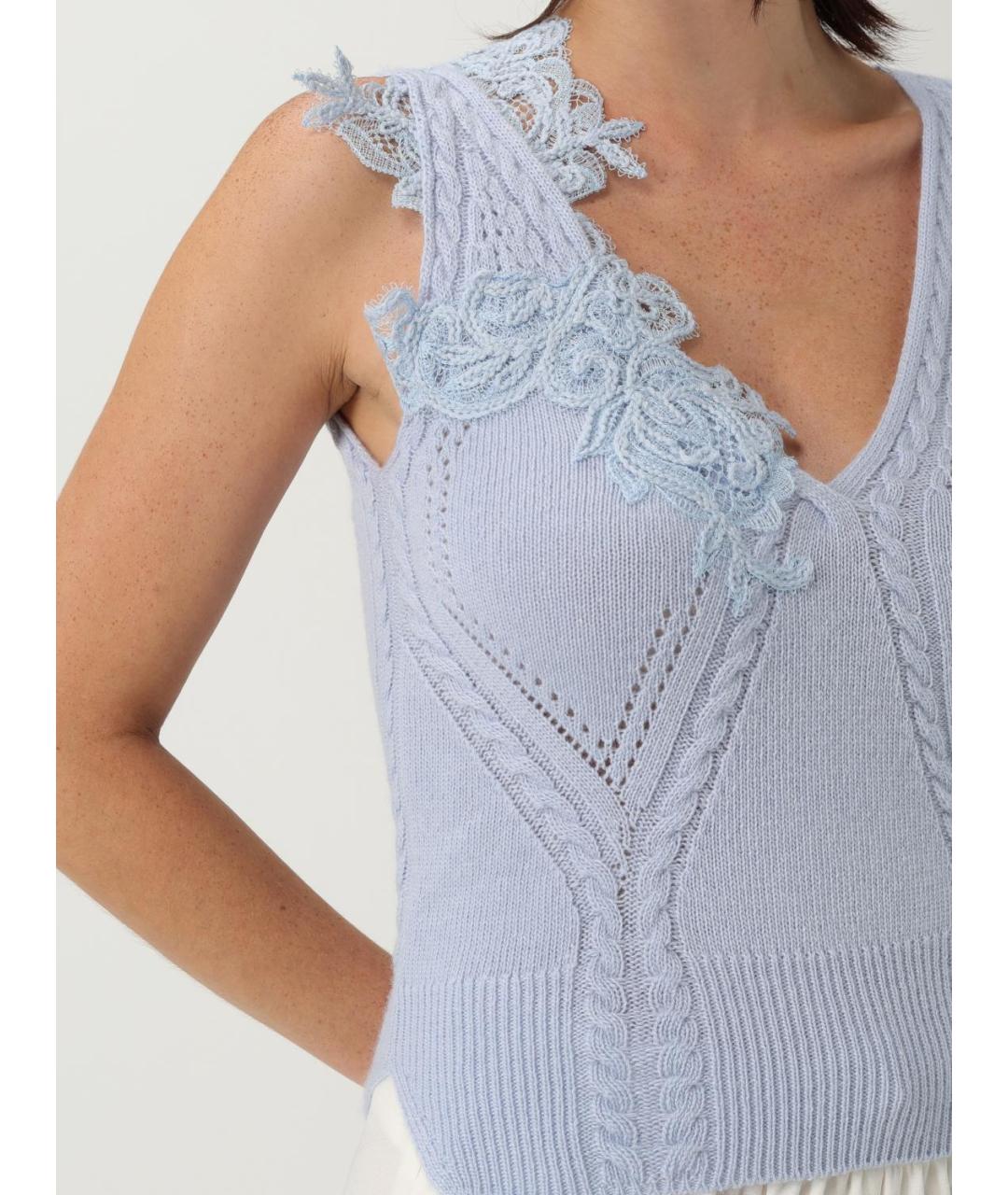 ERMANNO SCERVINO Голубая шерстяная майка, фото 5