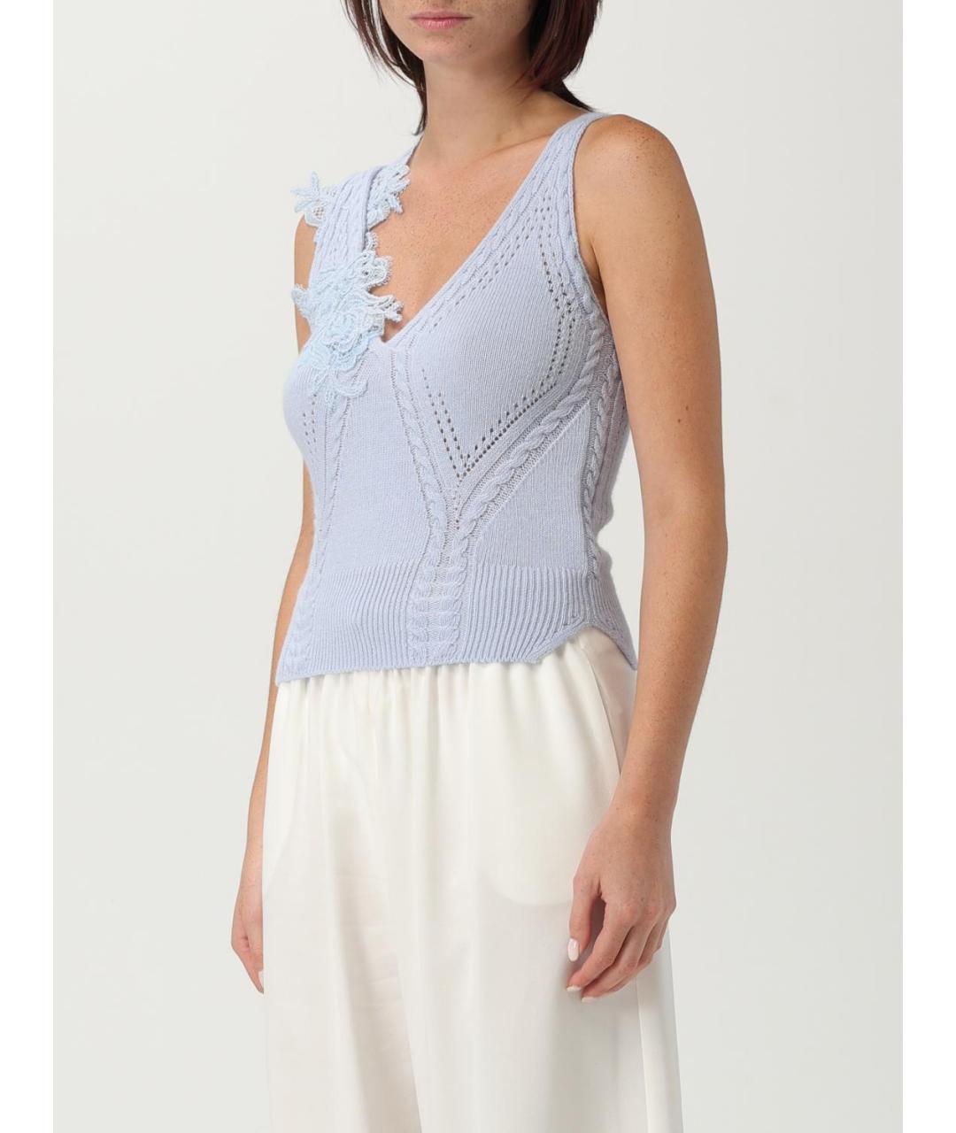 ERMANNO SCERVINO Голубая шерстяная майка, фото 4